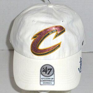 '47 Brand Cleveland Cavaliers Women's Strapback Clean Up Hat with Sparkle Logo